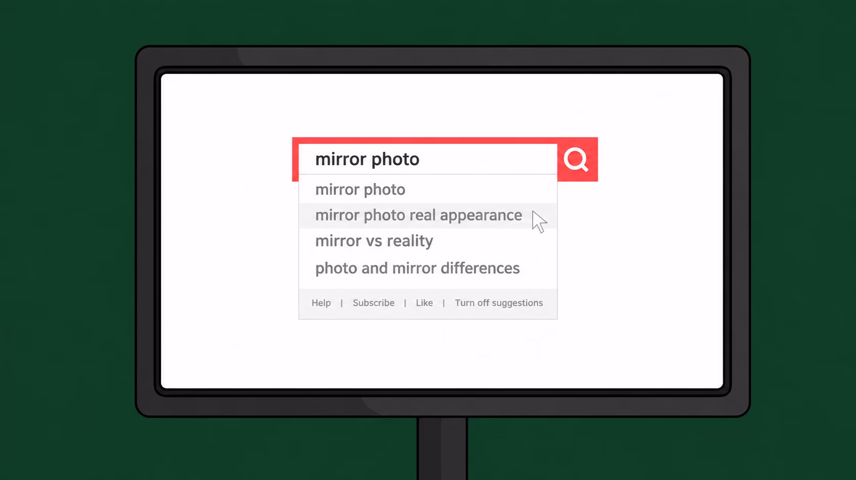 Search suggestions about mirrors, photographs and real appearance