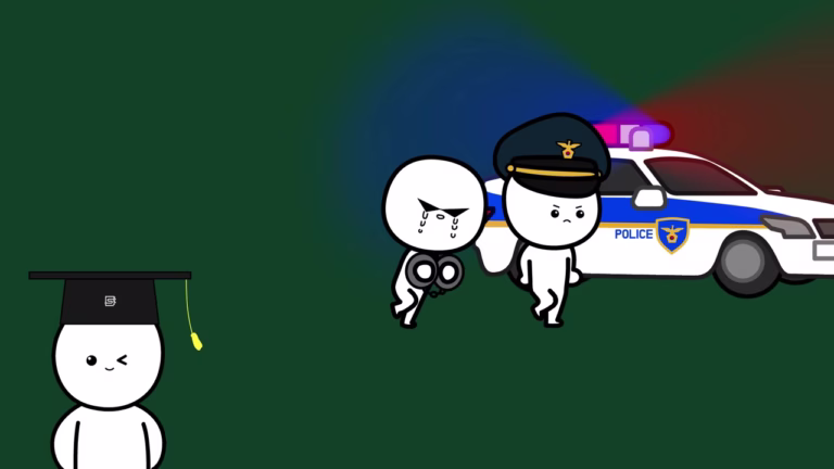 경찰차와 함께 범인을 검거한 경찰