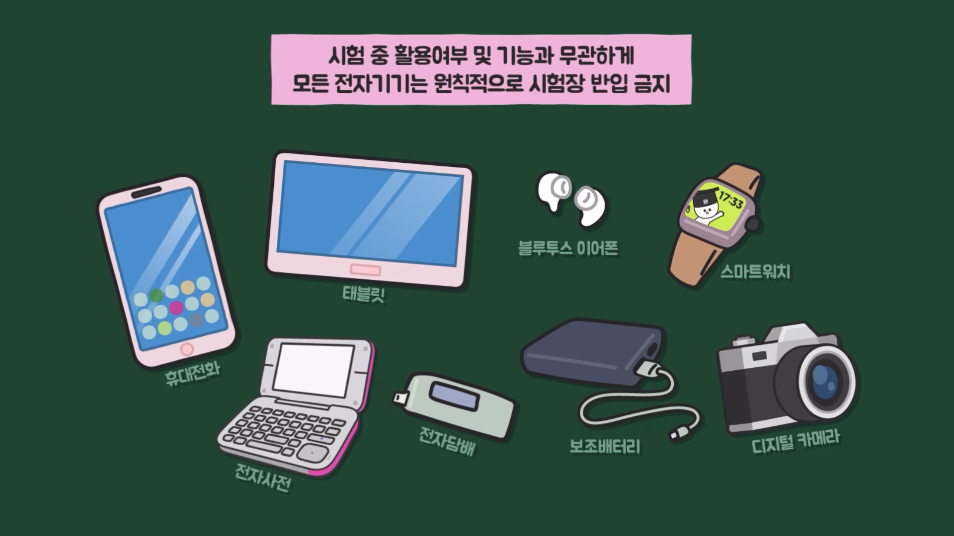 수능 시험장 반입이 금지된 전자기기의 예